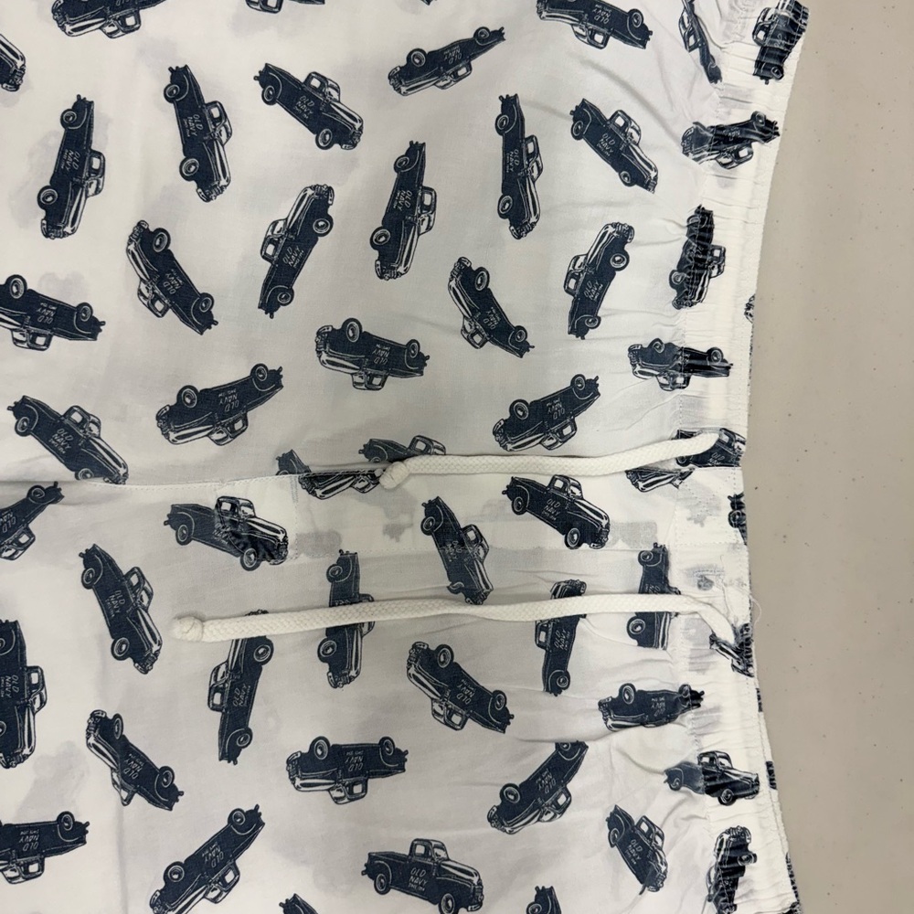 Old Navy White Lounge Pants with Vintage Antique Truck Print
